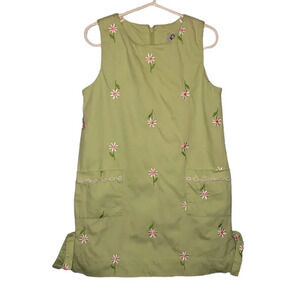 VINTAGE LILLY PULITZER Sz 6 Girls 100% Cotton Lt. Green Daisy Sleeveless Dress